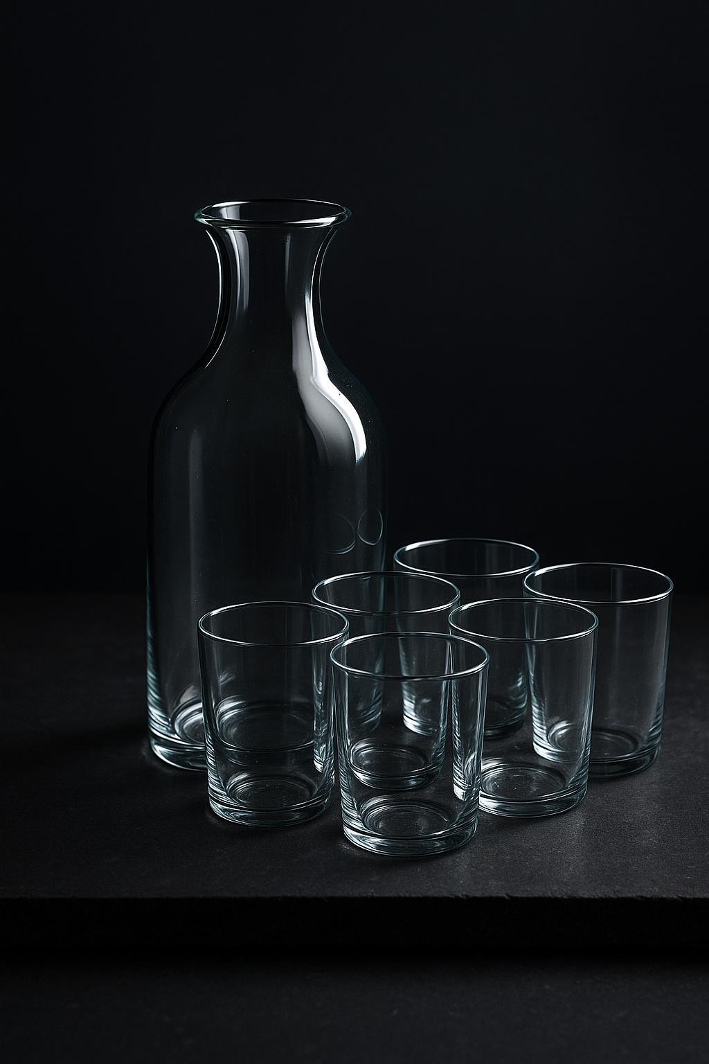 Carafe and Six Glasses